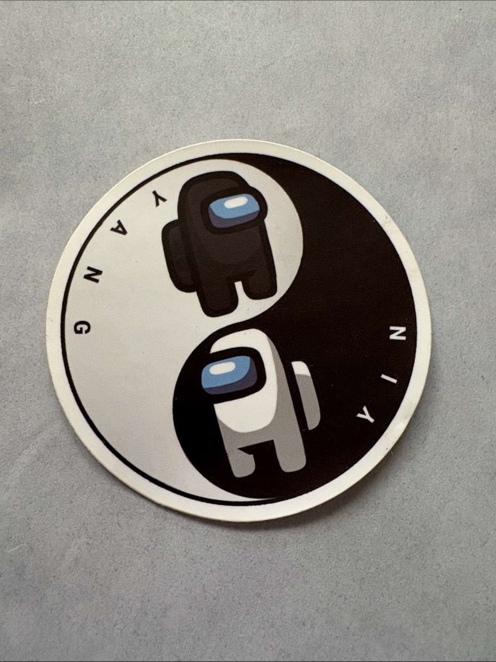 Among Us Yin Yang Crewmate Sticker - Black & White for water bottle or laptop